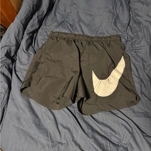 Nike Black Shorts with Large White Swoosh